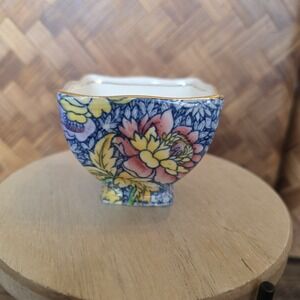 Royal Winton Bowl Blue Multi Color Floral Butterfly Chintz Hand Painted Trinkets